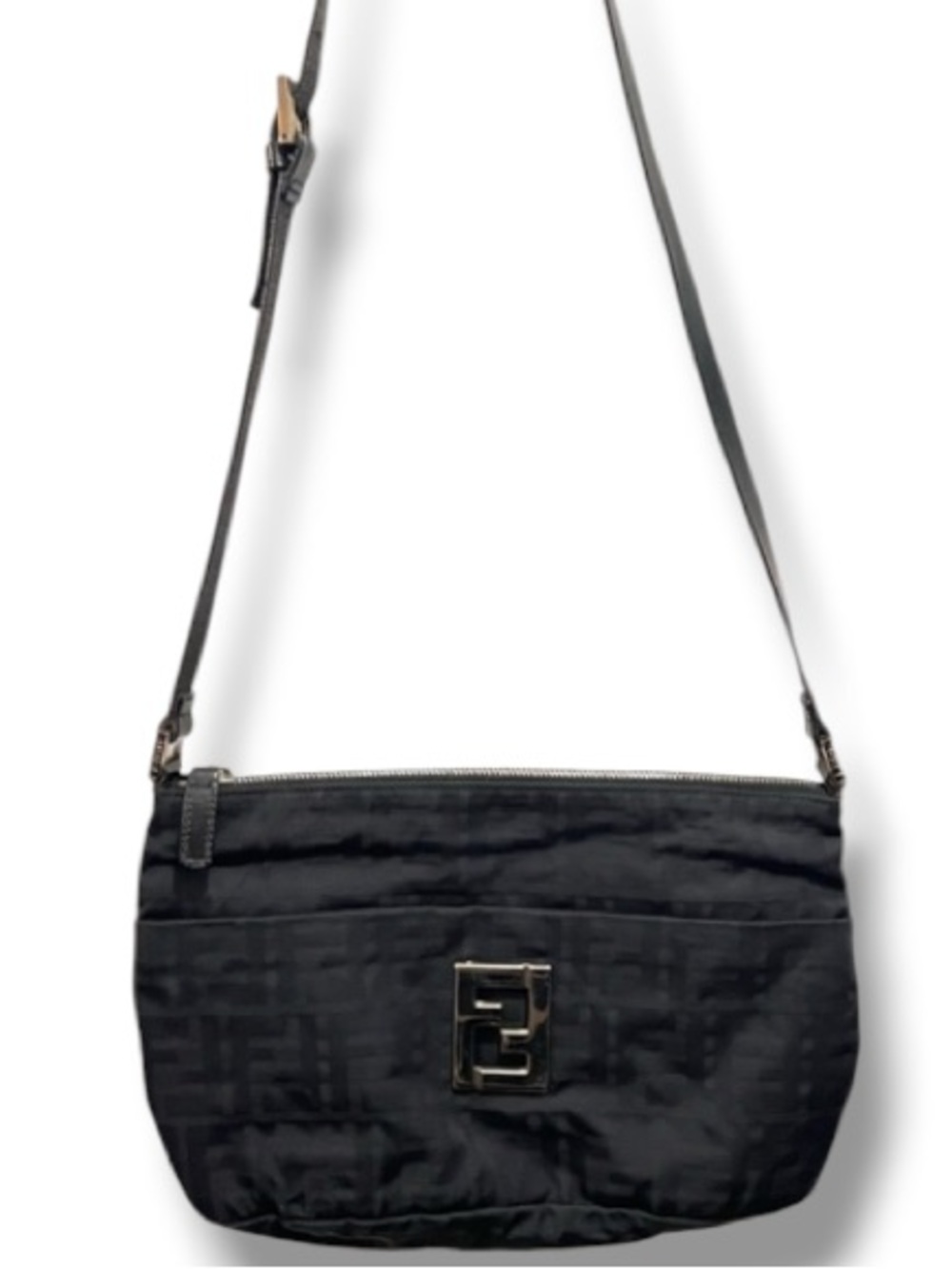 Fendi Authentic Black Leather Logo Purse Zucchino Handbag Y2K 90’s Luxury